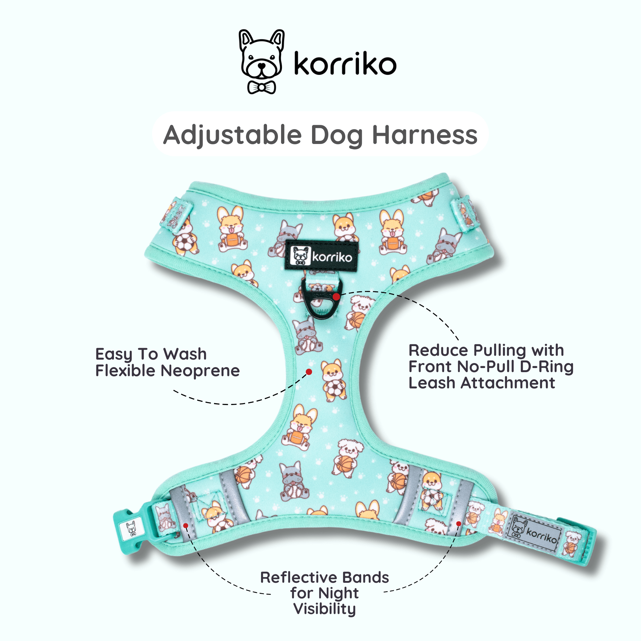 Essential Adjustable Harness Walk Set - Dream Team (3-Piece) (Final Sale)