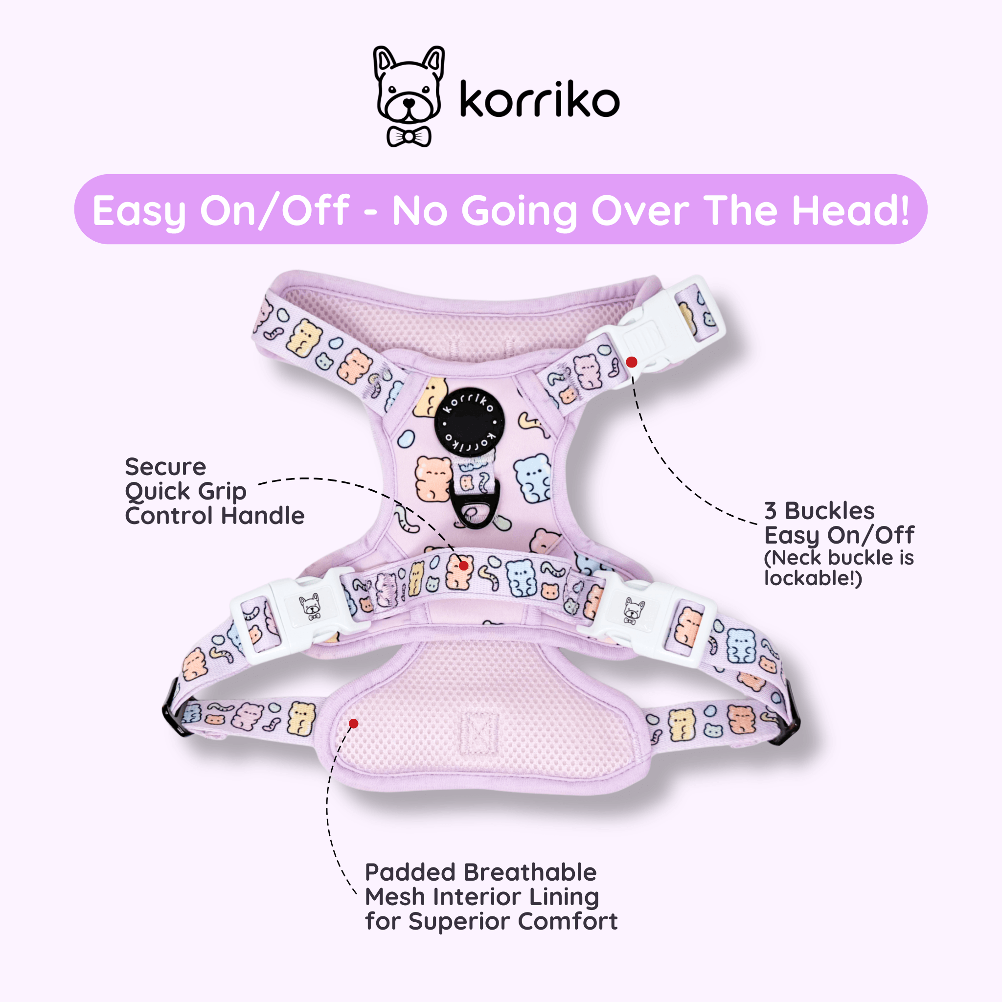 Exploration No-Pull (Step-In) Dog Harness - Gummy Bear