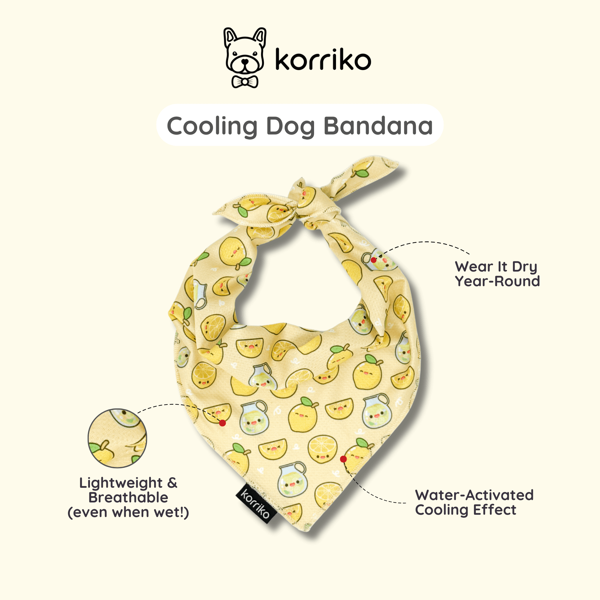 Cooling Dog Bandana - Lemonade