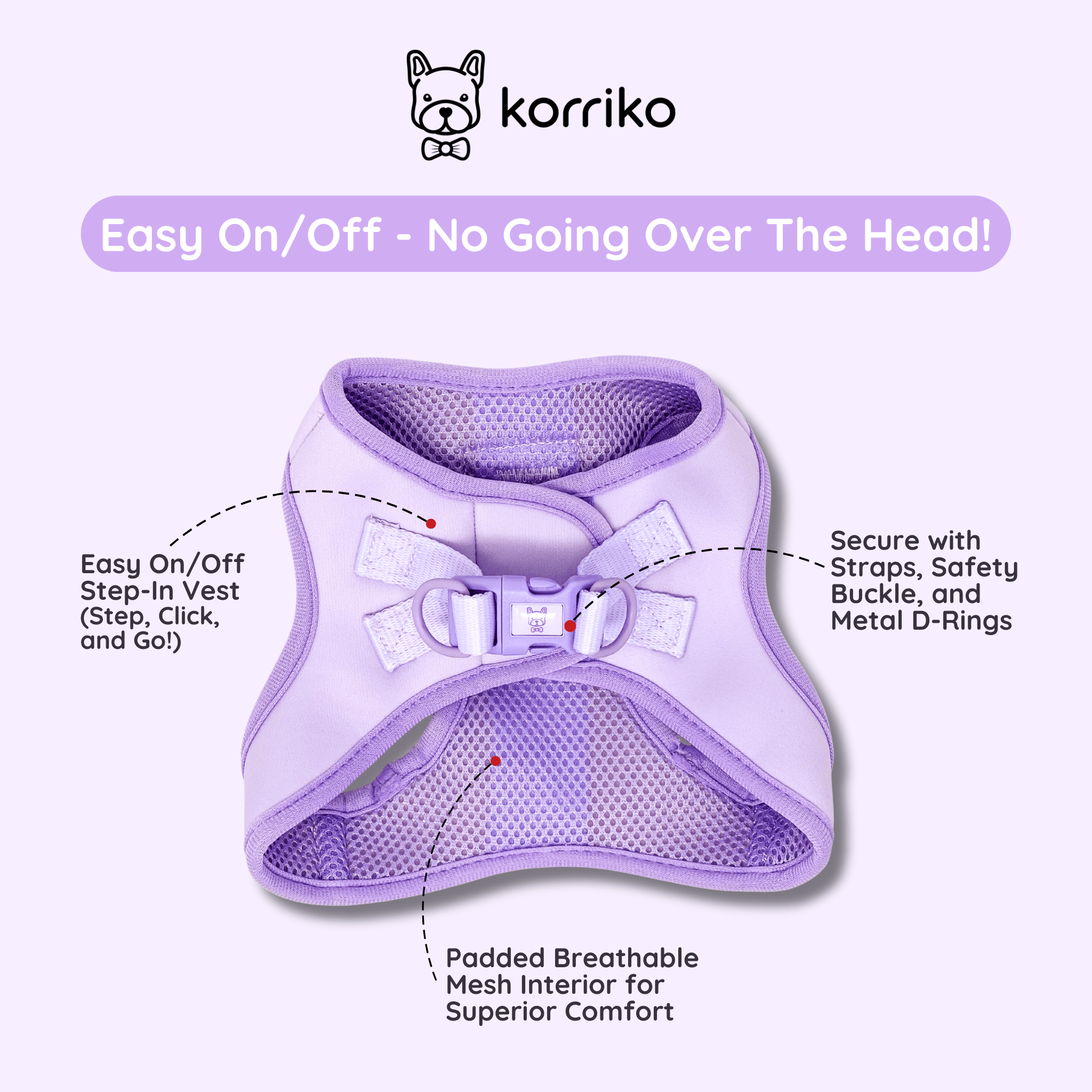 Essential Step-In Harness Walk Set - Lilac (3-Piece) (Final Sale)