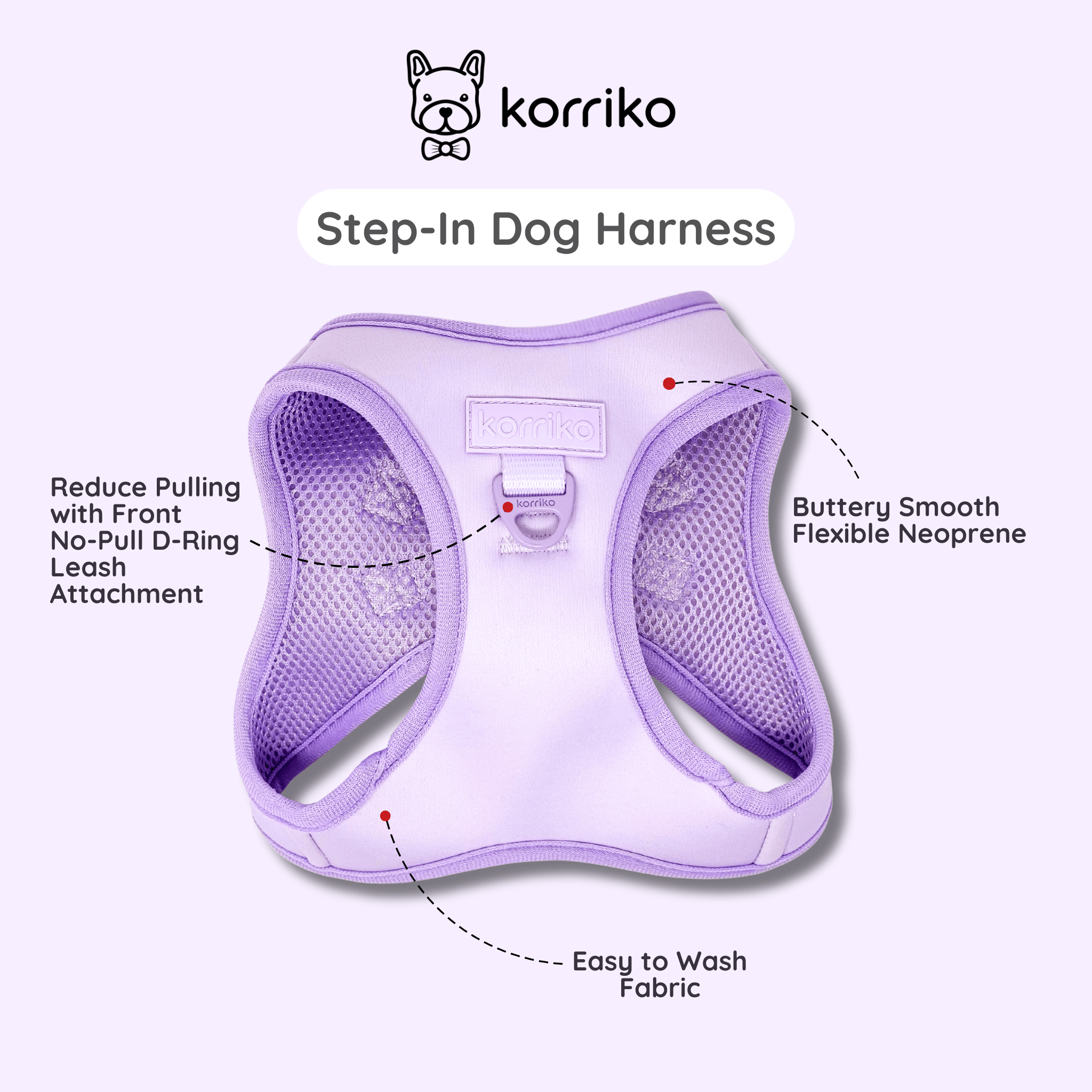 Essential Step-In Harness Walk Set - Lilac (3-Piece) (Final Sale)