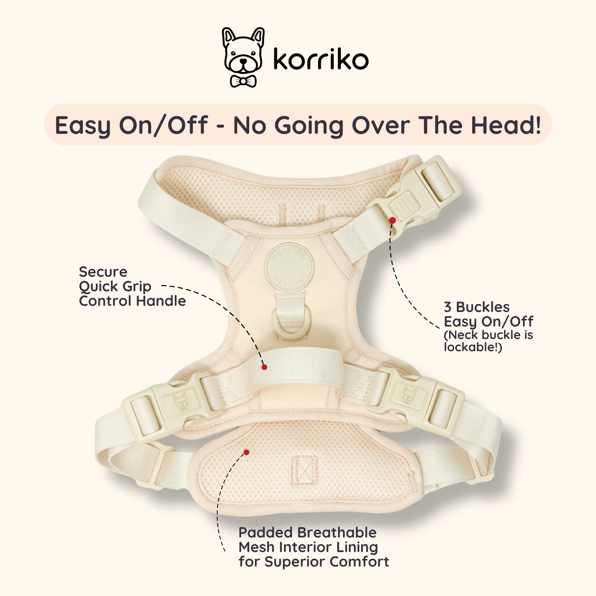 Exploration No-Pull (Step-In) Dog Harness -  Peaches & Cream (Final Sale)